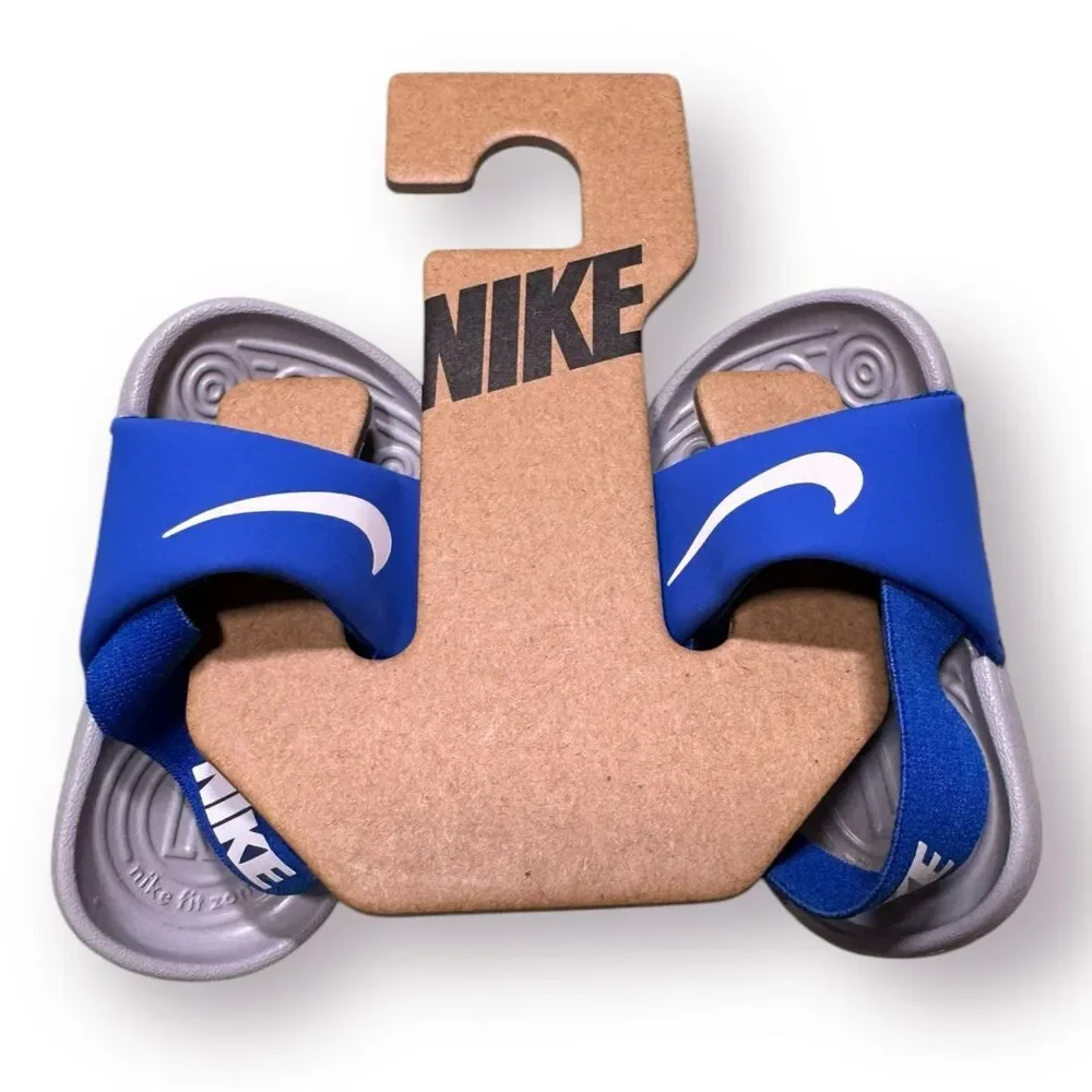 Nike Unisex Kids Kawa BV1094-400 Blue Gray‎ Comfort Slip On Slide Sandal Size 2C